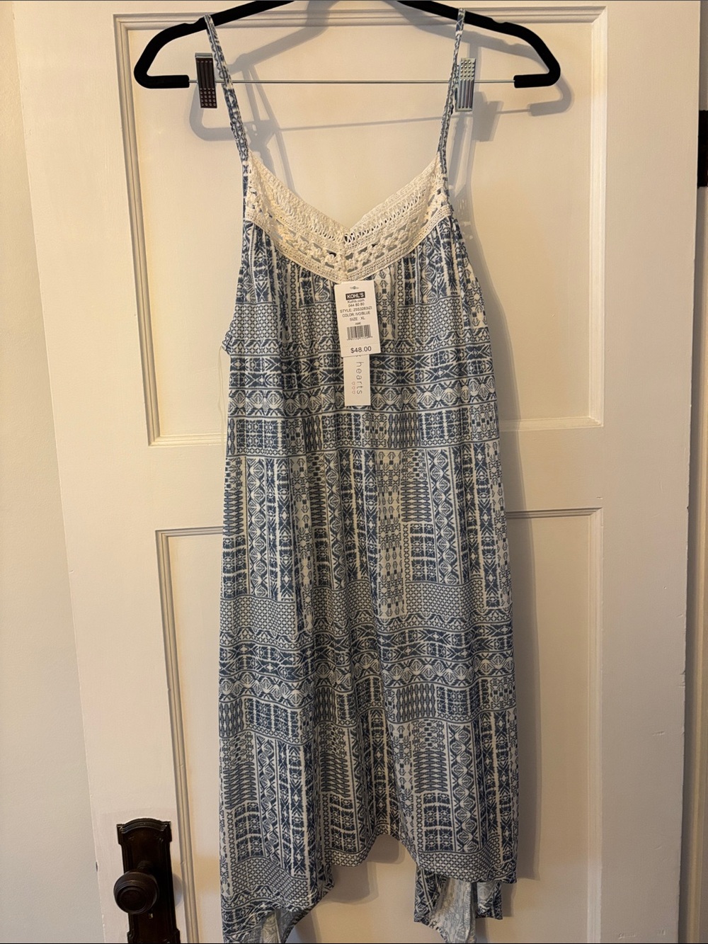 Three Hearts Blue and Cream Printed Asymmetrical Sundress